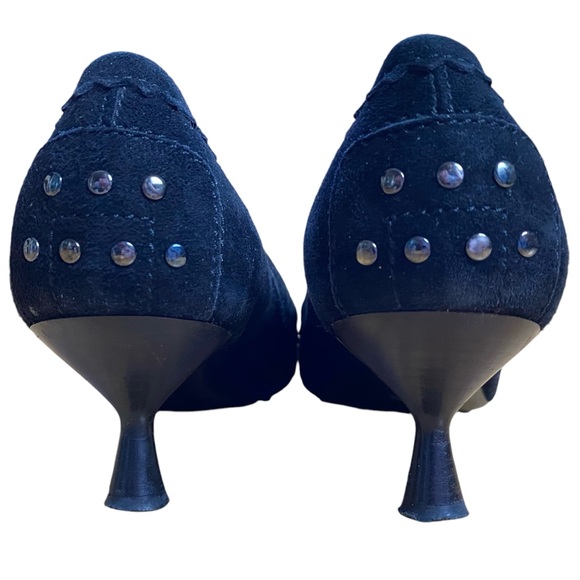 TOD’s Billie Studs & Lace Black Suede Kitten Heel Loafers - Picture 8 of 12